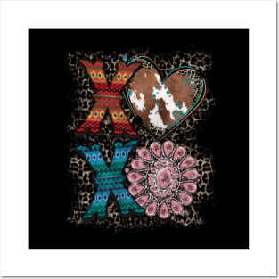 xoxo Cow Hide Heart Posters and Art